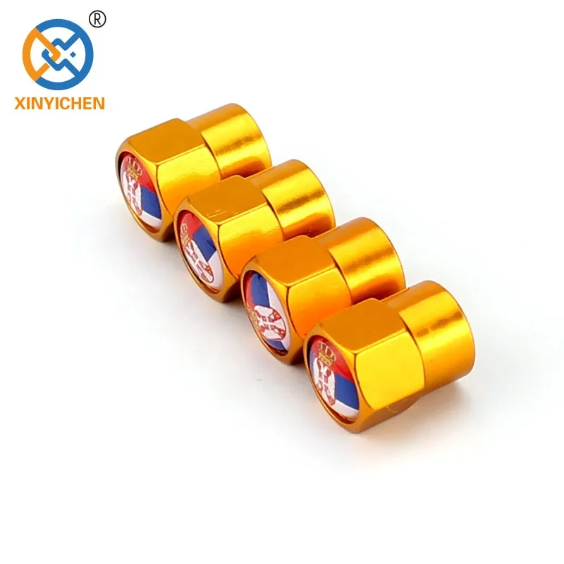 4PCS Wheel Rim Center Hub-Caps Tire Valve Stem Stainless Valve-CAPS Customized Flags Universal 8V1 Thread