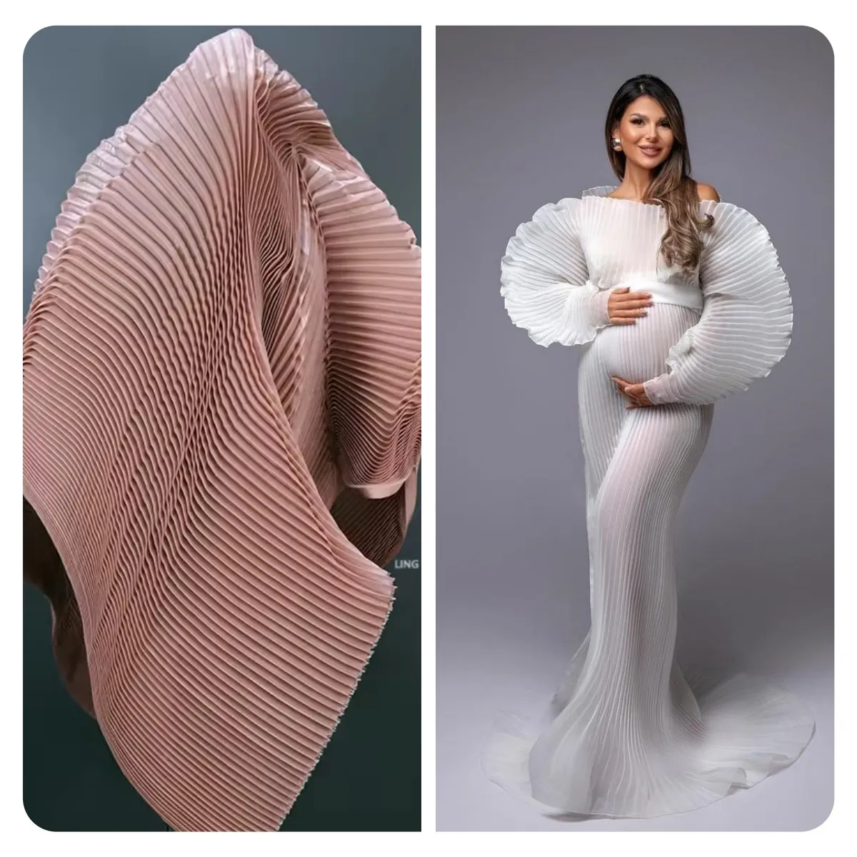 Pleated Mesh Fabric Design DIY Shape Handmade Fashion Designer Material Stage Background Fabrics