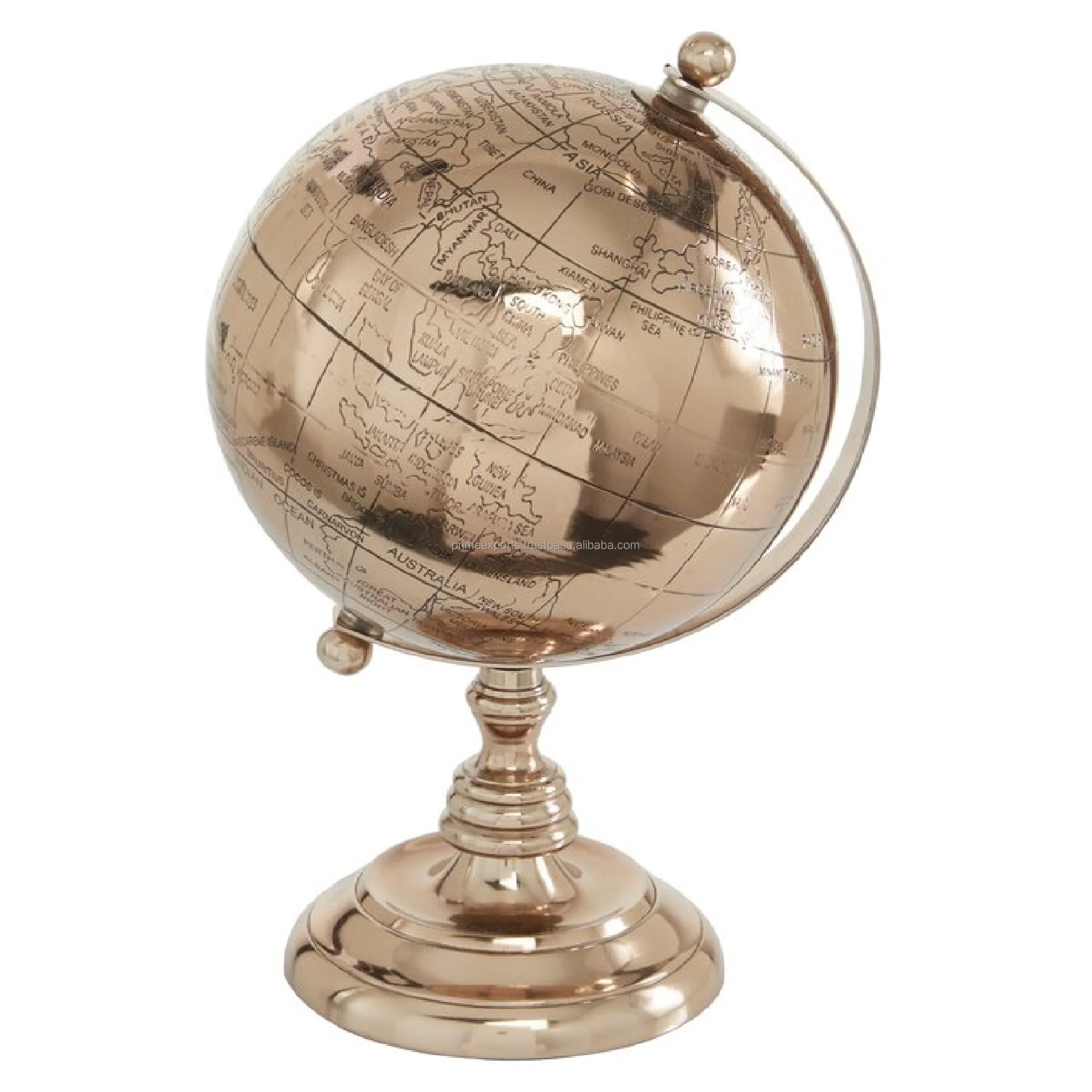 Metal shiny brass glass globe ball new modern table top office decor Americana nd European style metal and glass globes
