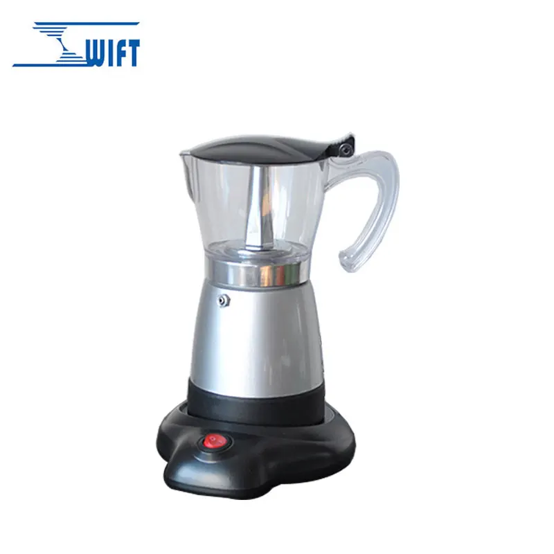 Electric aluminum steel coffee moka pot with handle