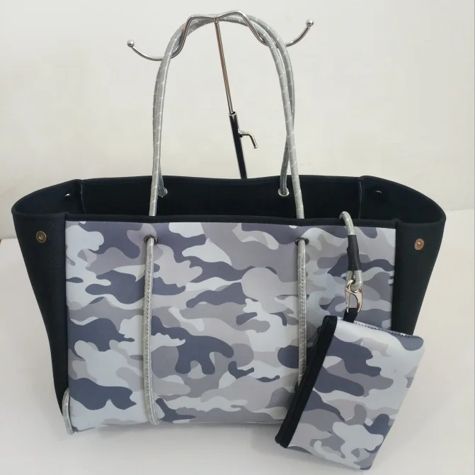 RTS 2021 New style colorful print neoprene large bag wholesale women casual bags women handbags ladies shoulder customized