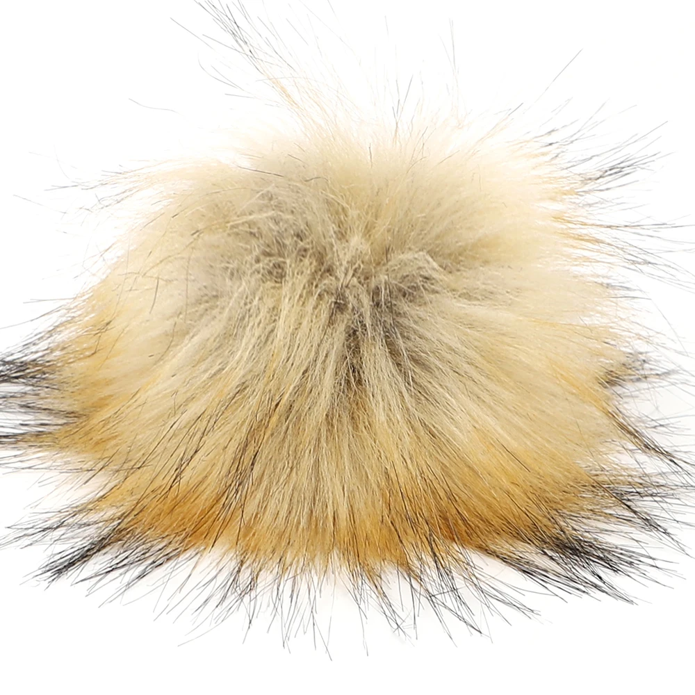 Fluffy raccoon fur pompom raccoon fur ball snap faux fur pom pom for hats