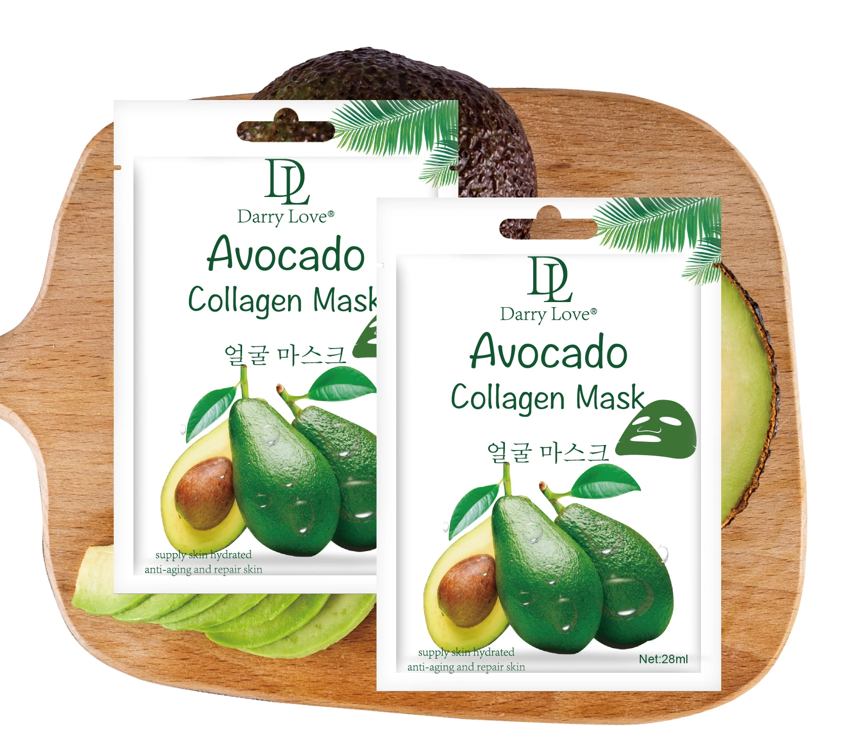 New Style Multiple Hot Selling Avocado Collagen Facial Mask Sheet For Skin Care Supply Skin Hydrated Anti-aging And Repair Skin