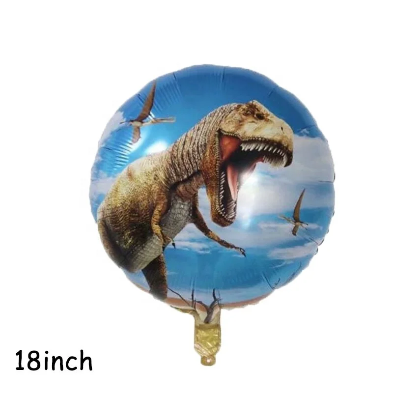 new arrival 18 inches round red green cartoon dinosaur foil helium balloons for happy birthday party decoration