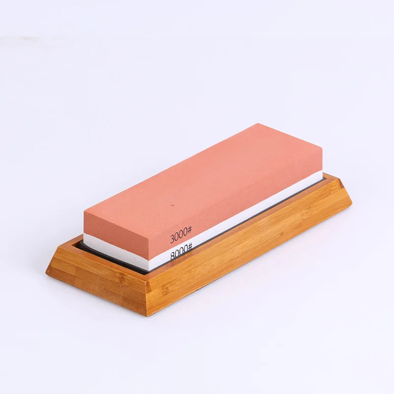 1000/6000  3000/8000  double-sided white corundum sharpening oil stone kitchen whetstone with base auxiliary knife