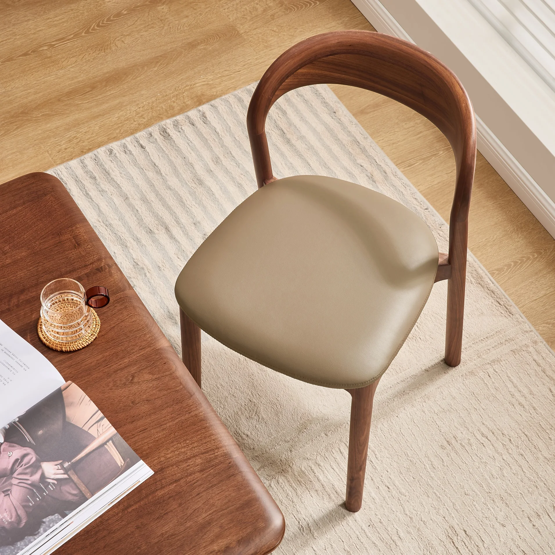 M1121 solid black walnut wood antique dining chair for dining room