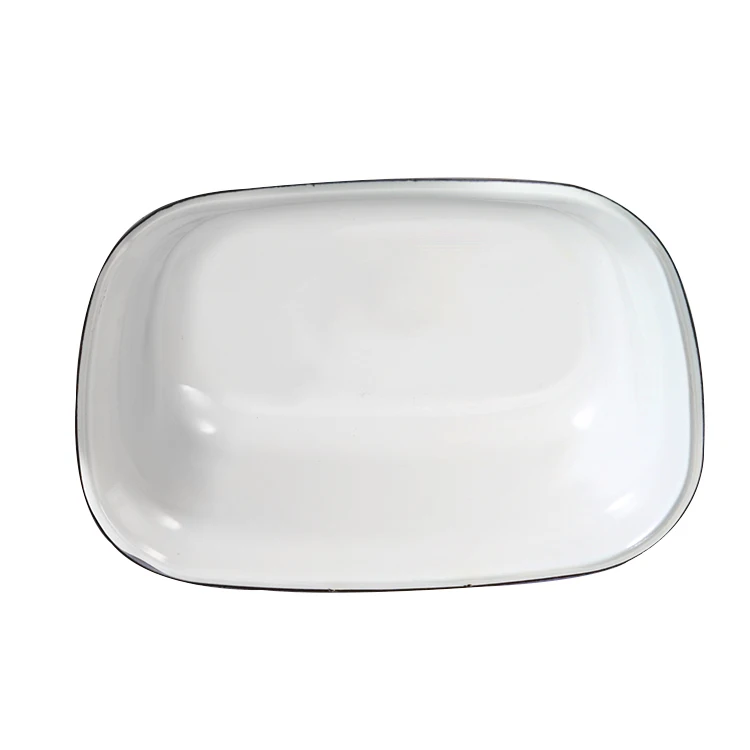 Europe Style Factory wholesales Professional kitchenware White Color Enamelware butter dish Dinner Pie Plates