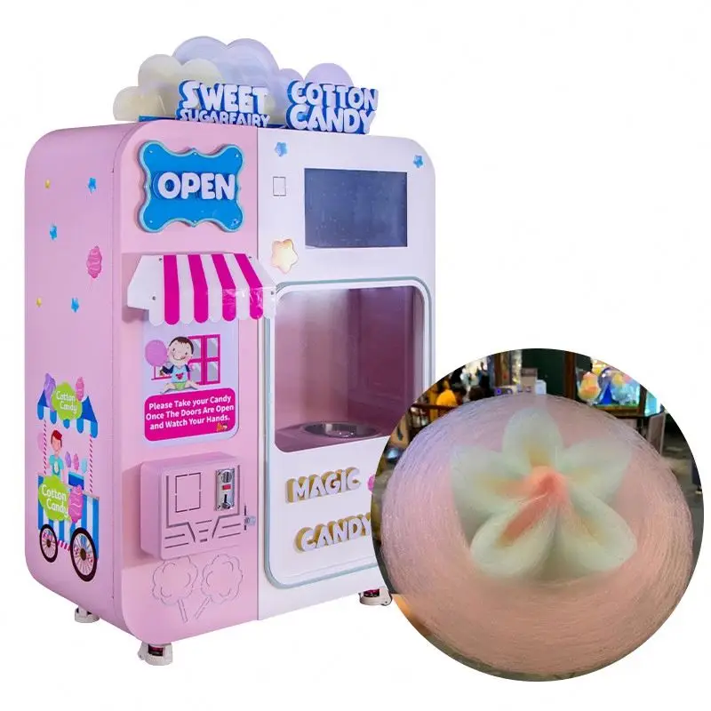 2022 new korean dispenser, designer flower cotton candy floss make vending machines/