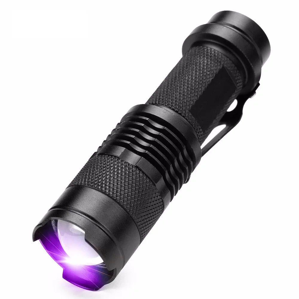 Retractable 395nm money detector lamp fluorescent agent detection lamp test flashlight purple Ultraviolet Detector light