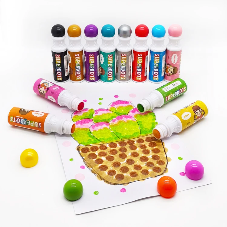 Non Toxic 12 Colors Washable Ink Kids Dot Markers Painting Color Pens Bingo Daubers Graffiti Pen