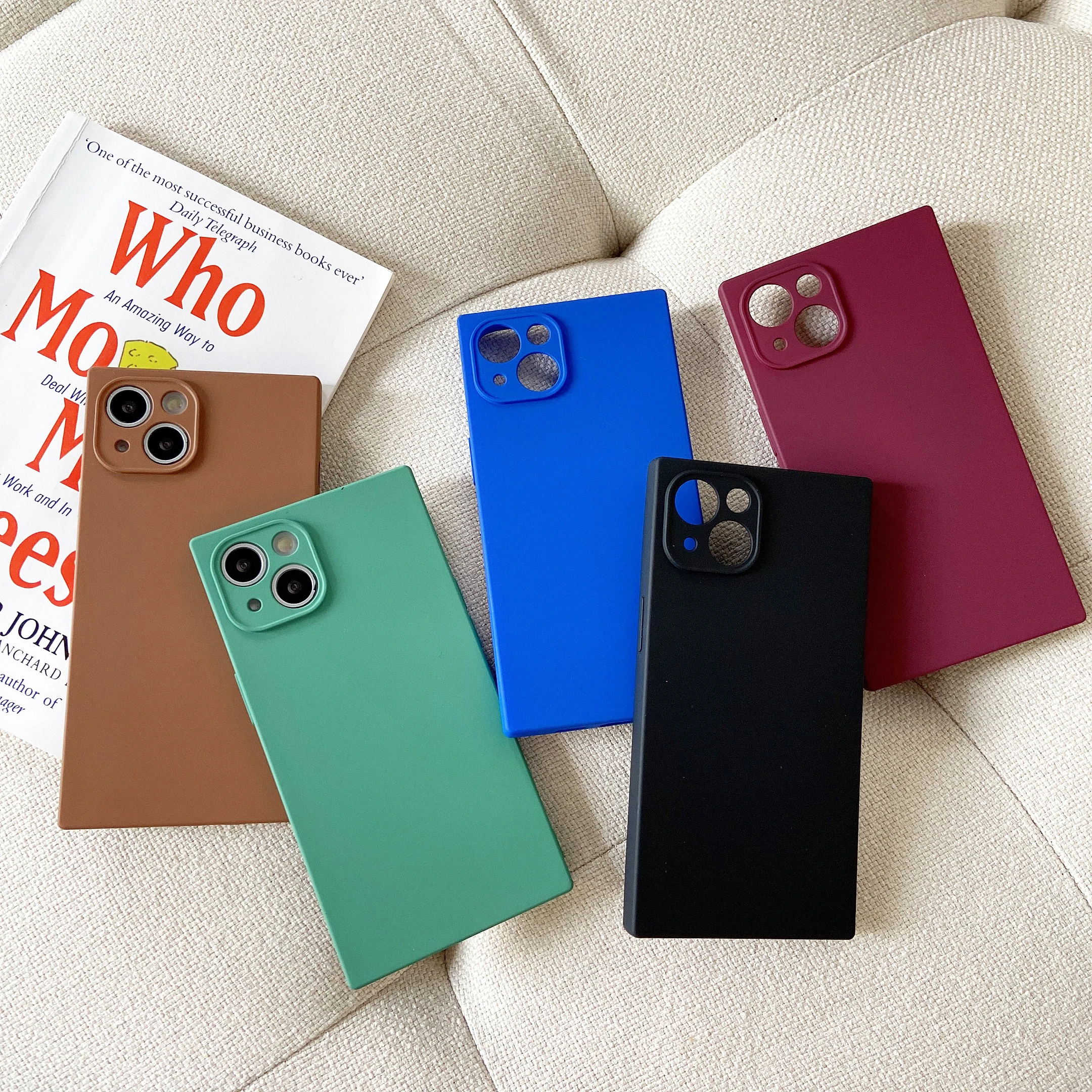 Square Edge Design Skin Touch Soft Silicone Square Phone Case for iPhone 13 12 11 Pro Max Shockproof Cover