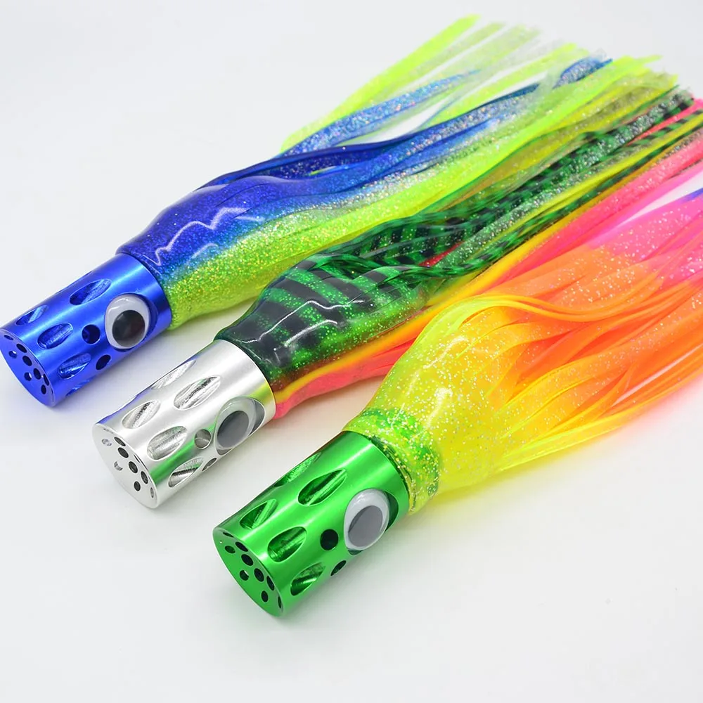 Factory Price high speed tuna lures trolling marlin big game fishing marlin lure skirts Metal Head deep diving trolling lures