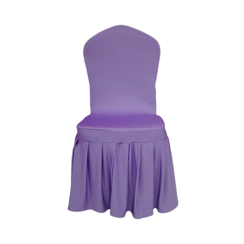 Simple solid white pink gold hotel banquet wedding decoration spandex stretch ruffled ruched chair covers outdoor for events