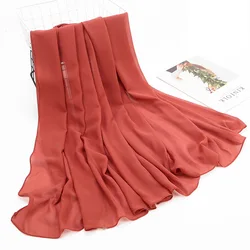 Wholesale Turkey Monochrome Chiffon Large Size Scarf Islamic Muslim Malaysian Women Wrap Hijab Shawl Instant Scarf