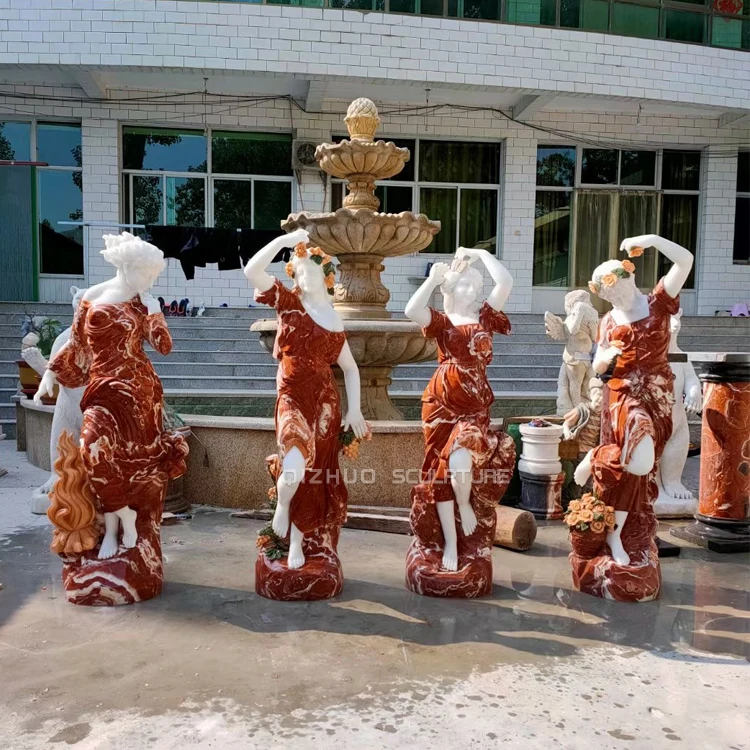 Garden Outdoor Decoration Hand Carved Life Size Stone Four Season Sculpture Marble 4 Seasons Statues