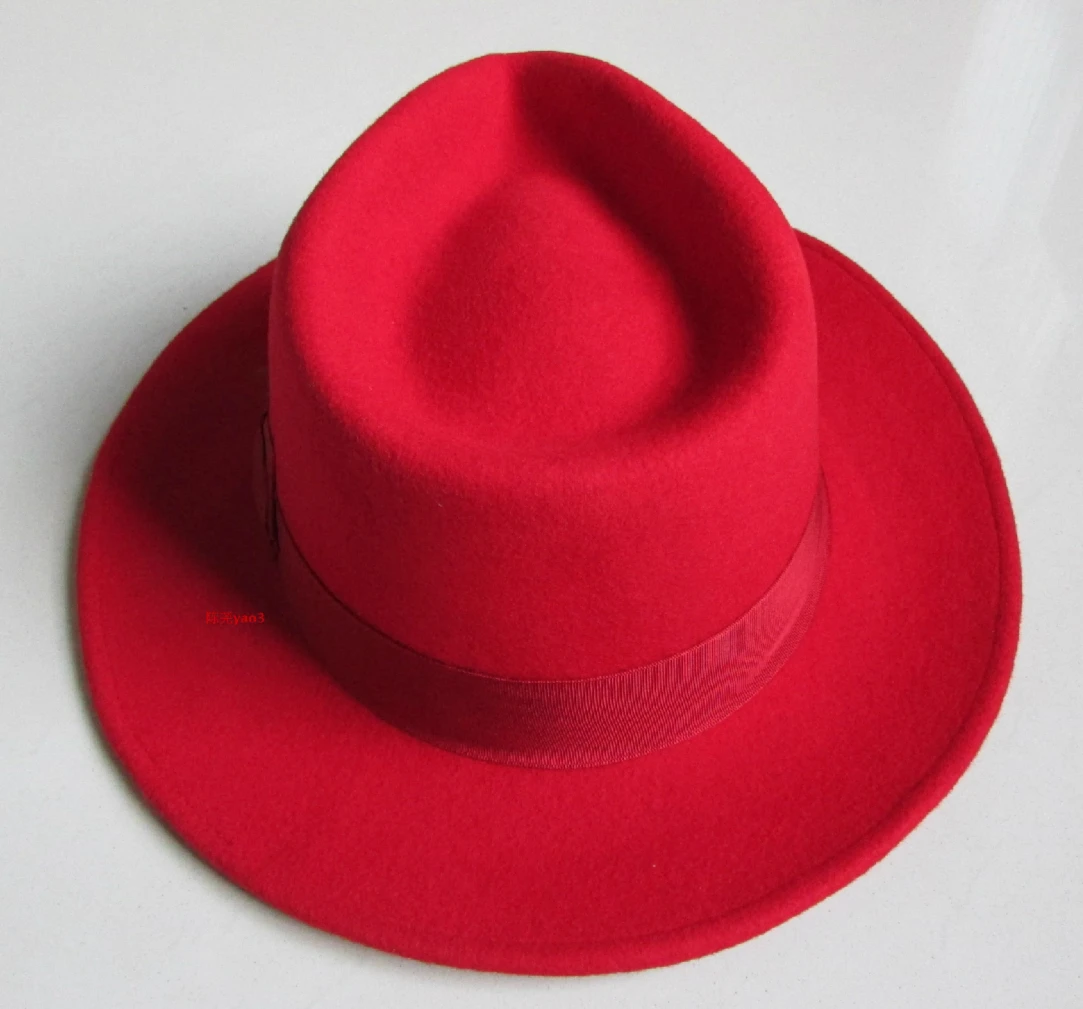 H628B Wide Brim Australian Wool Felt White Fedora Hats Adult Woolen Felt Fedora Hat Gentleman Wool Fedora Hats