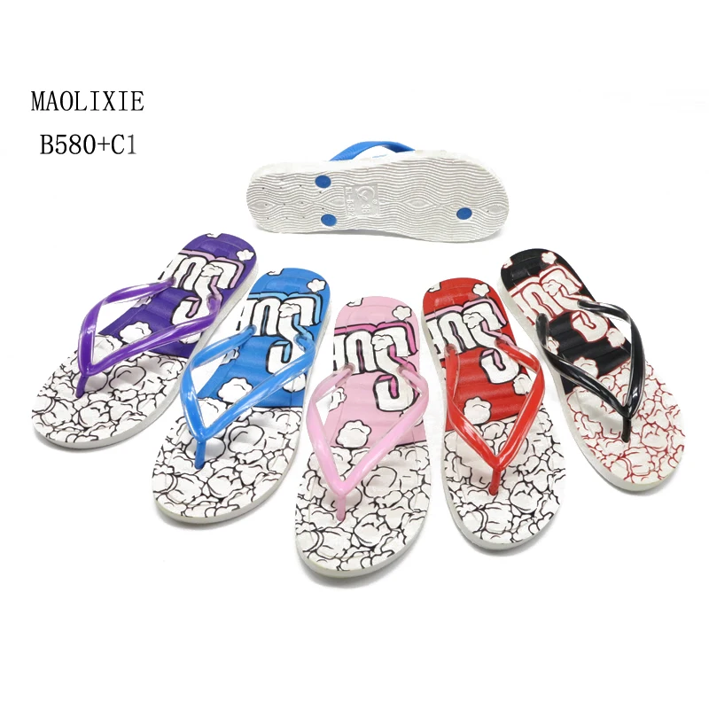 Summer ladies slippers girl home shoes plastic custom printed flip flops footwear ladies chappal wholesale