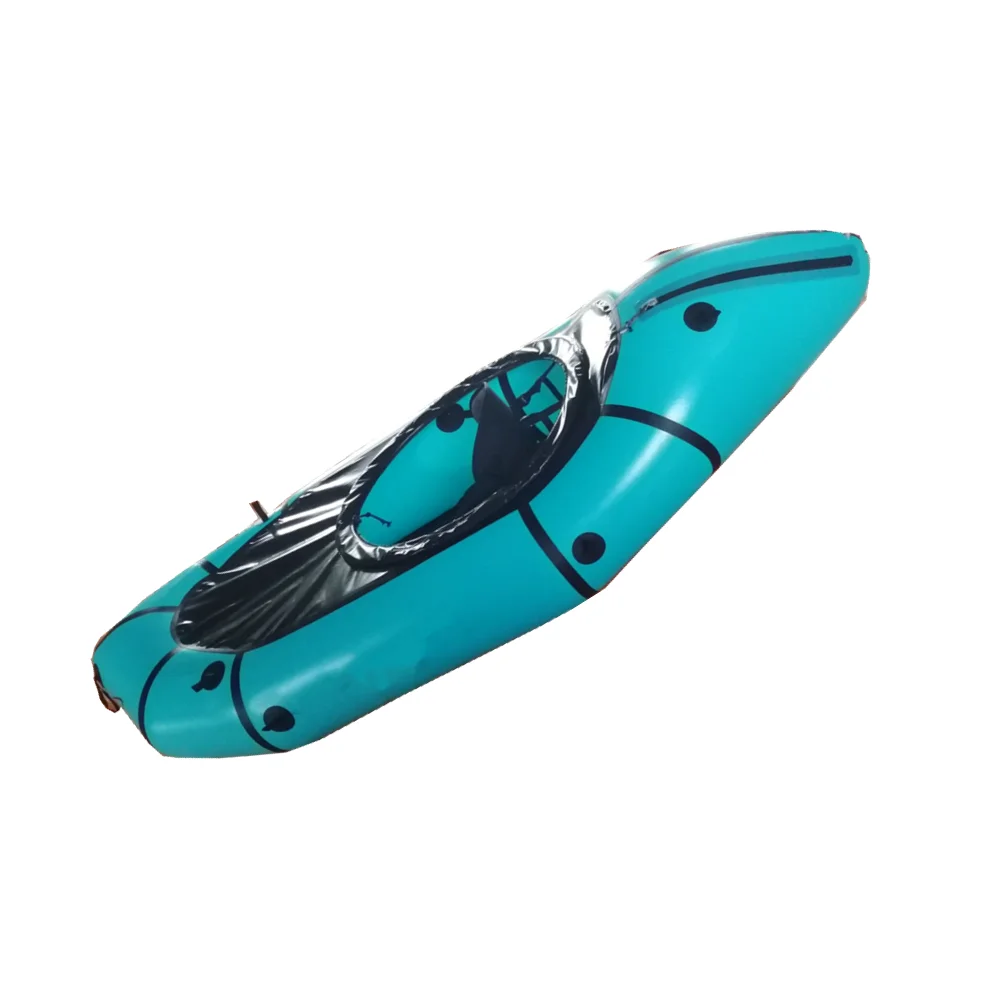 tpu nylon fabric for inflatable packraft Custom light weight TPU 1 Person inflatable packraft/ bike raft paddle kayak