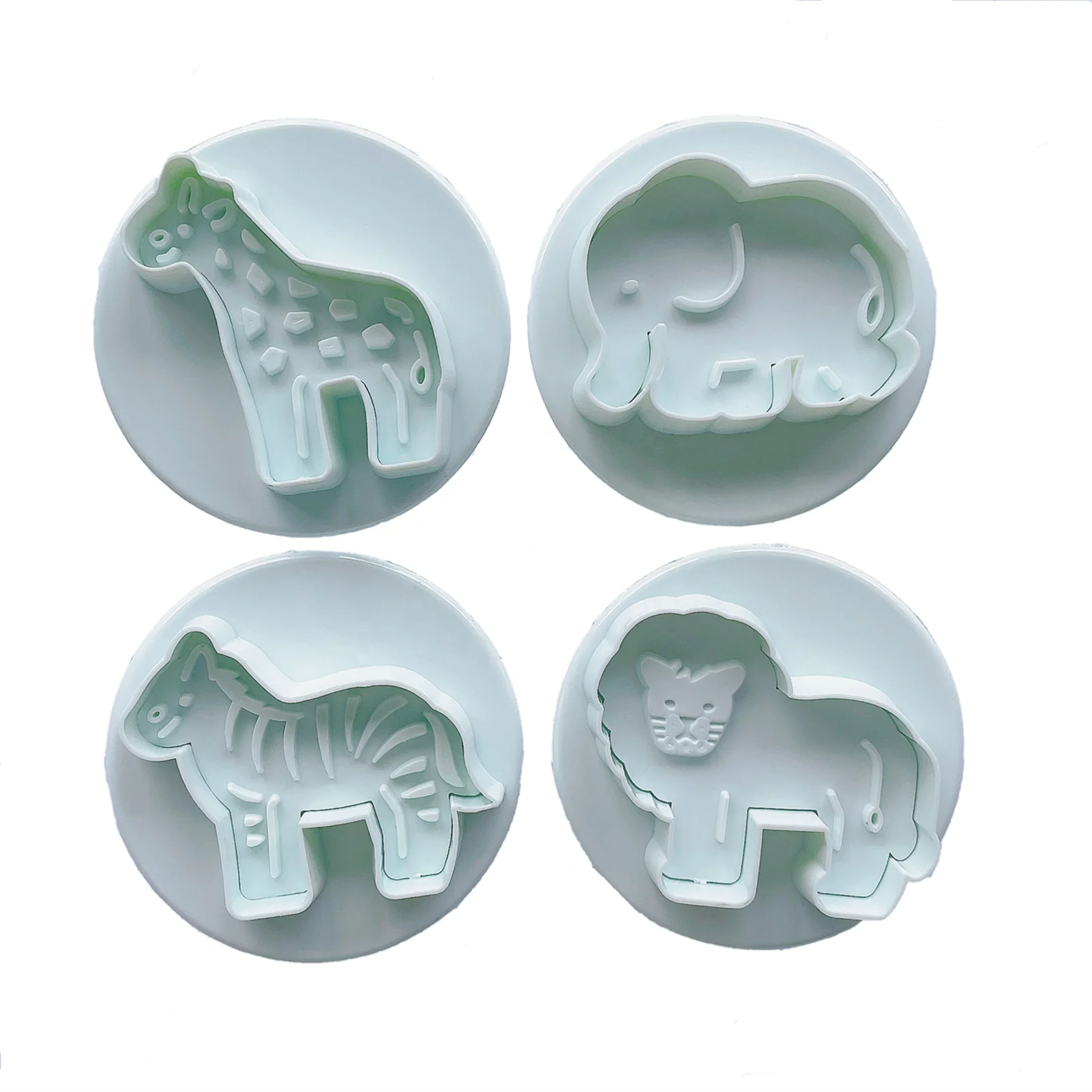 Animal Cookie Cutters 4 PCS 3D Giraffe Zebra Elephant Lion Shape Christmas Cutter Mold Set