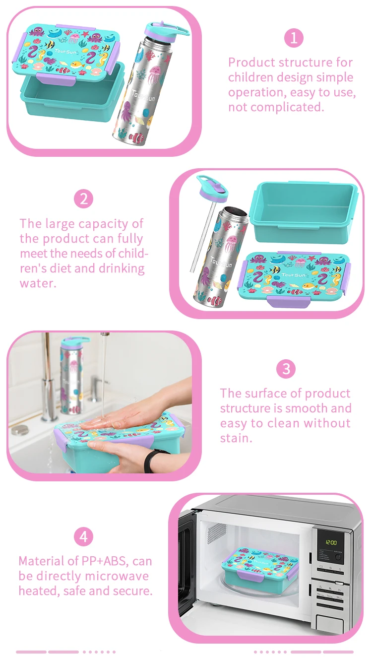 Bpa Free Bento Lunch Box Double Wall Stainless Steel Water Bottle For Kids