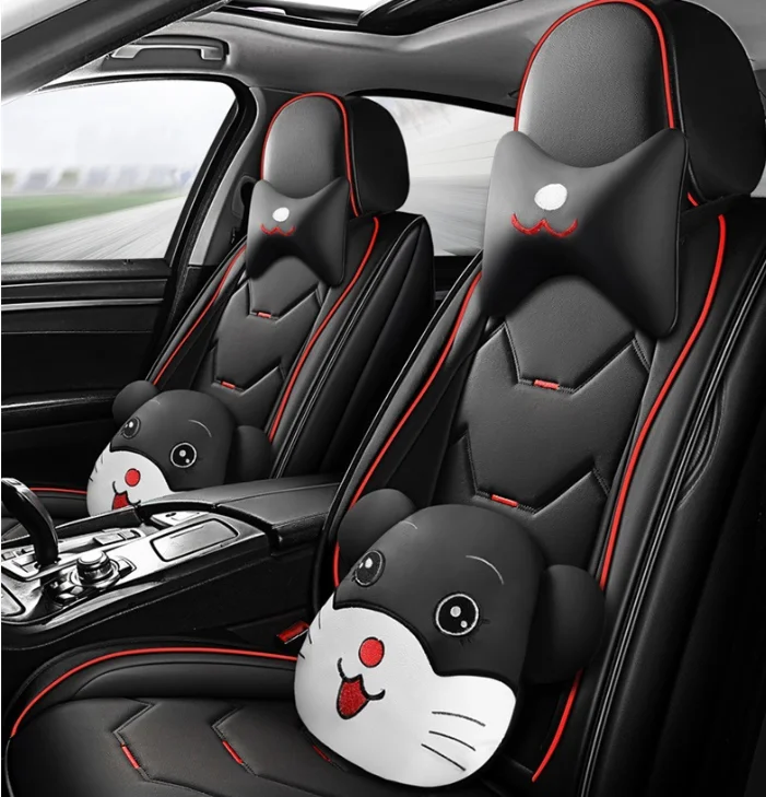 Роскошный Универсальный чехол для автомобильного сиденья в мультяшном стиле из кожи