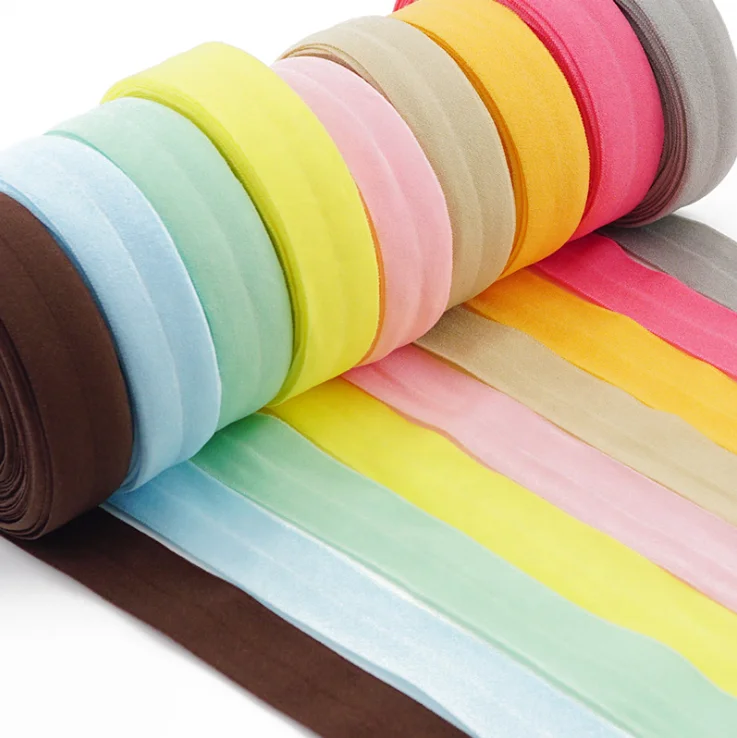 wholesale factory price fold over elastic tape Folded elastic 3/4 nylon spandex twill tape bias binding tape