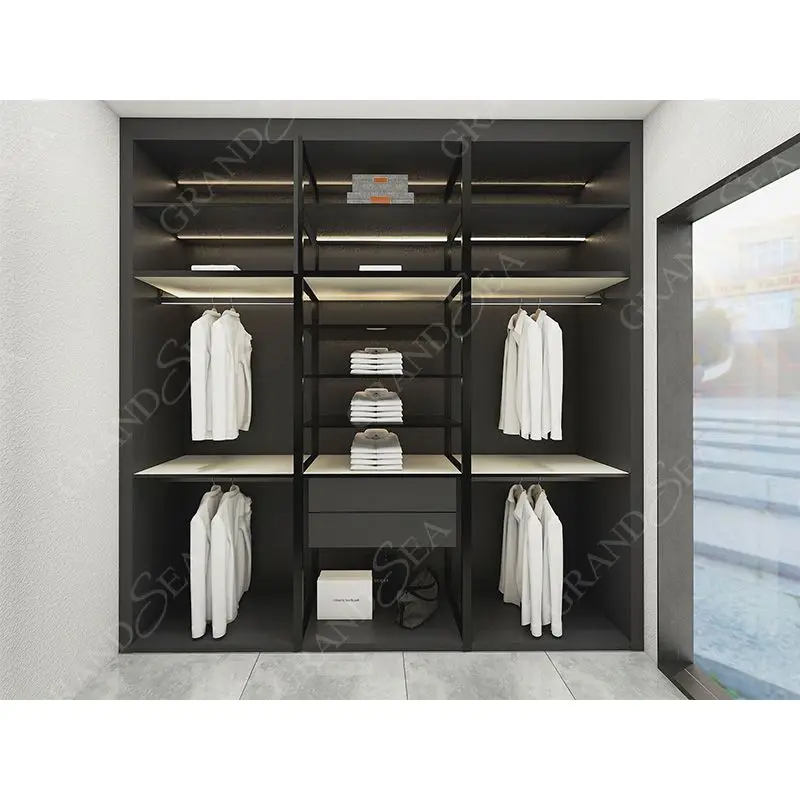 Custom Modern Design High End Best Quality Open Wardrobe with Dress Table Walk in Closet Ready to Assemble