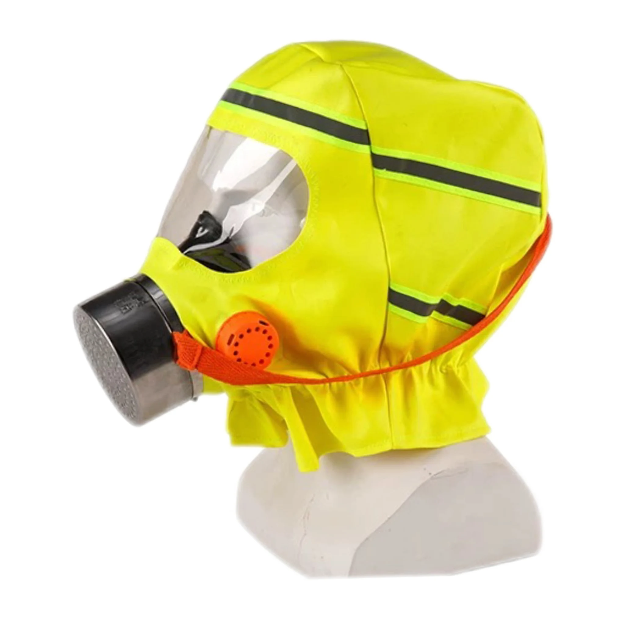 2024 New design yellow flame retardant EEBD mask with big screen reflective tape six-layer filter for self-rescue