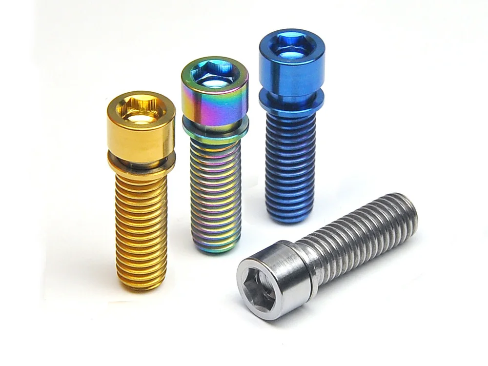 Bicycle MTB Titanium stem screws M5*18 M5x20 M6*20mm allen hex Ti bolts with washer Spacer for bicycle Brake Caliper