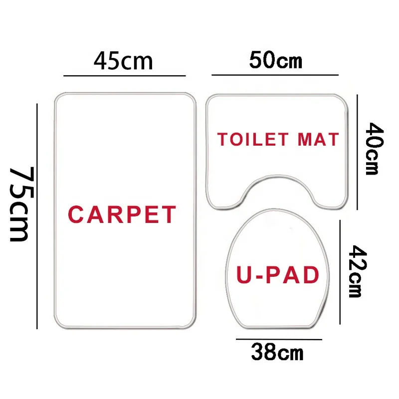 Bindi Wholesale 4 pieces Christmas Pattern Designer Waterproof 3D Polyester Bath Shower Curtains Sets