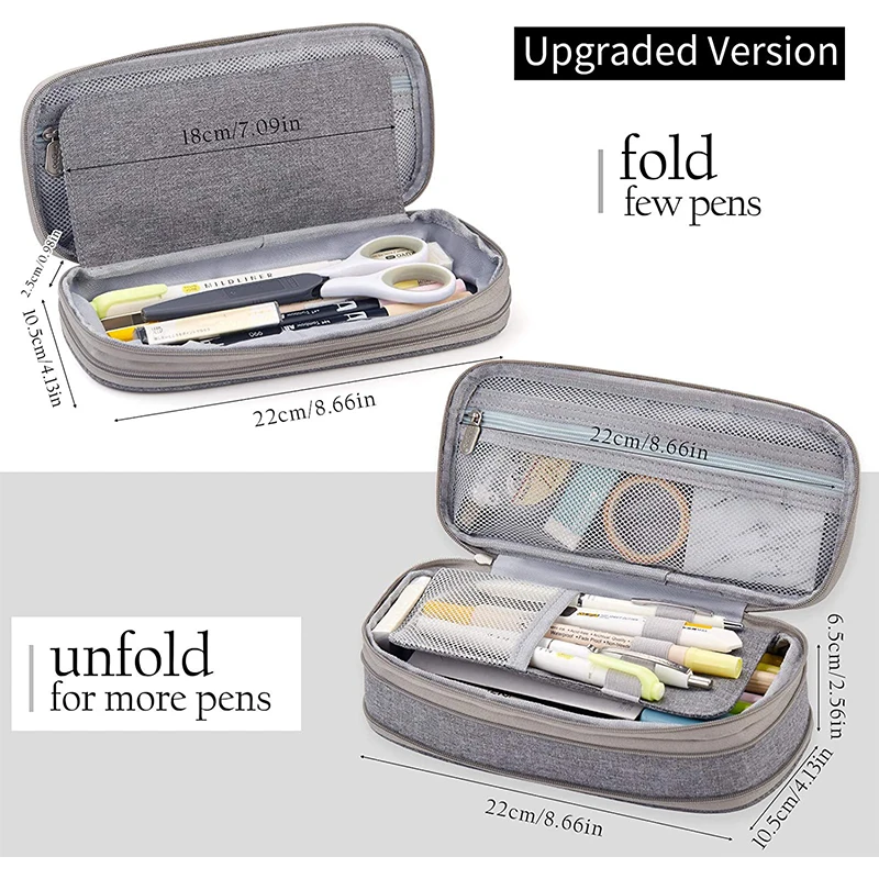 School Pen Bag Girls Durable Pencil Pouch Boys Double Layer Stationery Bags Oxford Fabric Pencil Case