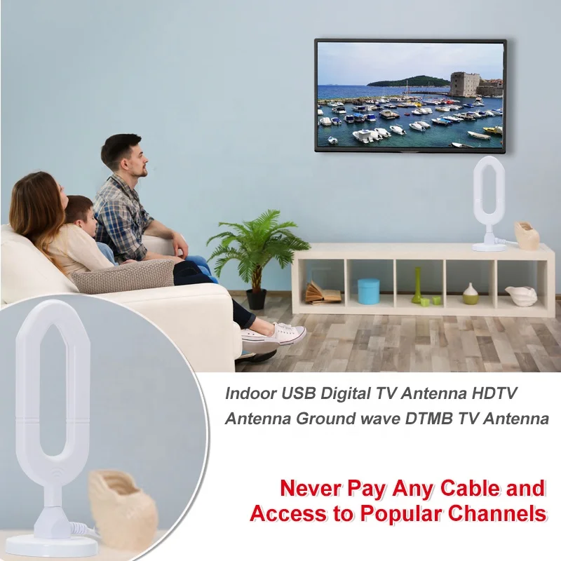 Free Channel Uhf Vhf 360 Degree Active DVB-T Signal Amplifier Portable HDTV 45Dbi Wireless Indoor Magnetic Mast DTMB Tv Antenna