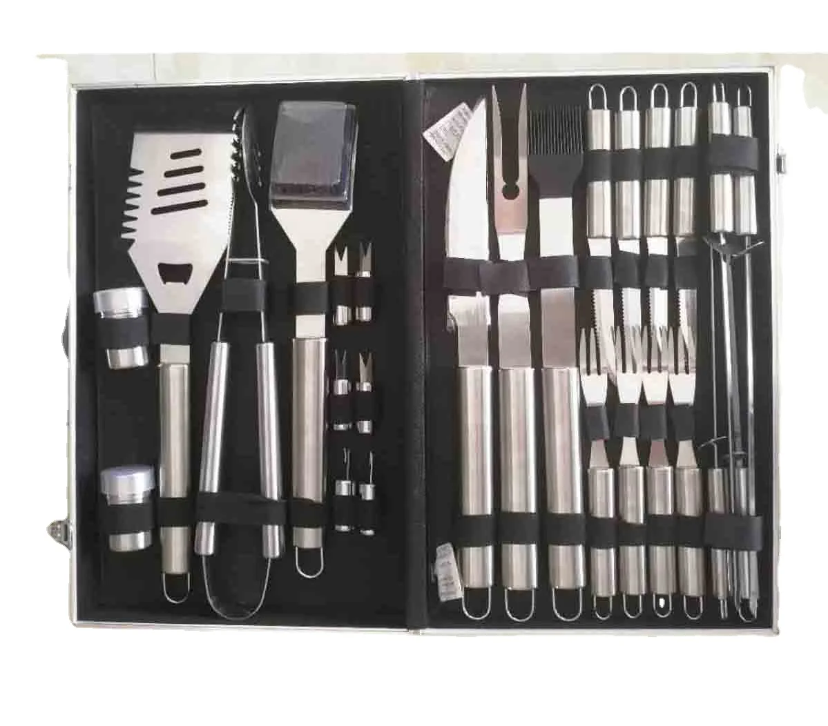 26pcs Grill Tool Set Stainless Steel Portable Easy Clean Grilling Utensils with Aluminium Storage Case for Outdoor BBQ