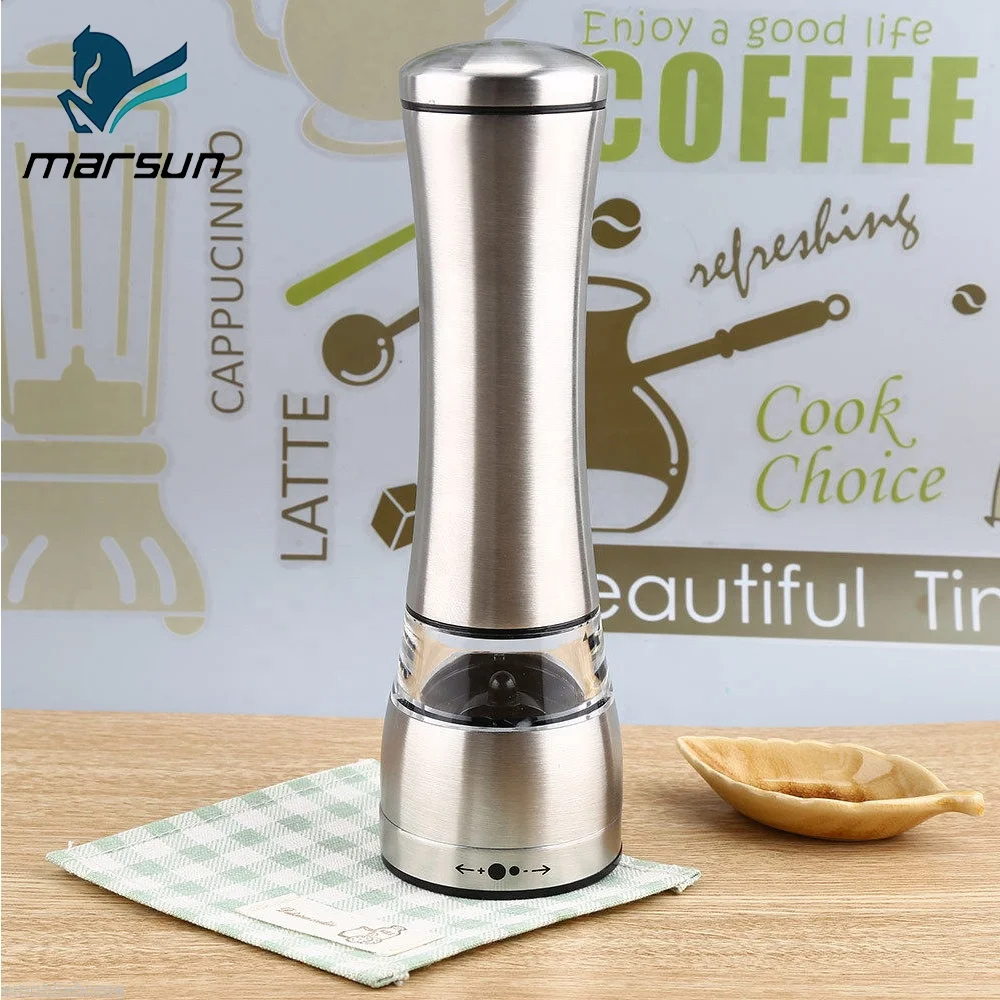 
Automatic Adjustable Electric Stainless Steel Acrylic pepper Spice Mill And Salt Grinder Set 