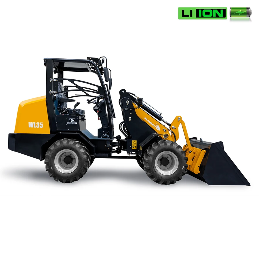 mammut 1 ton 1.2 ton wle35 electric wheel loader using CATL lithium high-capacity battery Curtis controller