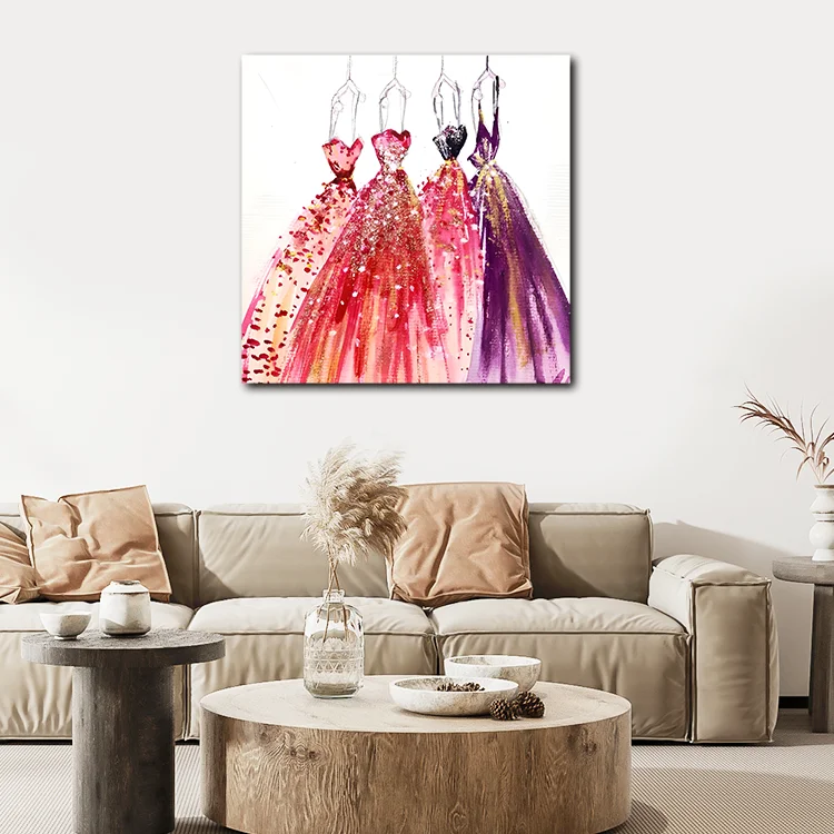 Wholesale Handmade Beautiful Dress Oil Painting Decorative Wall Pictures Modern Wall Art For Home Decoration