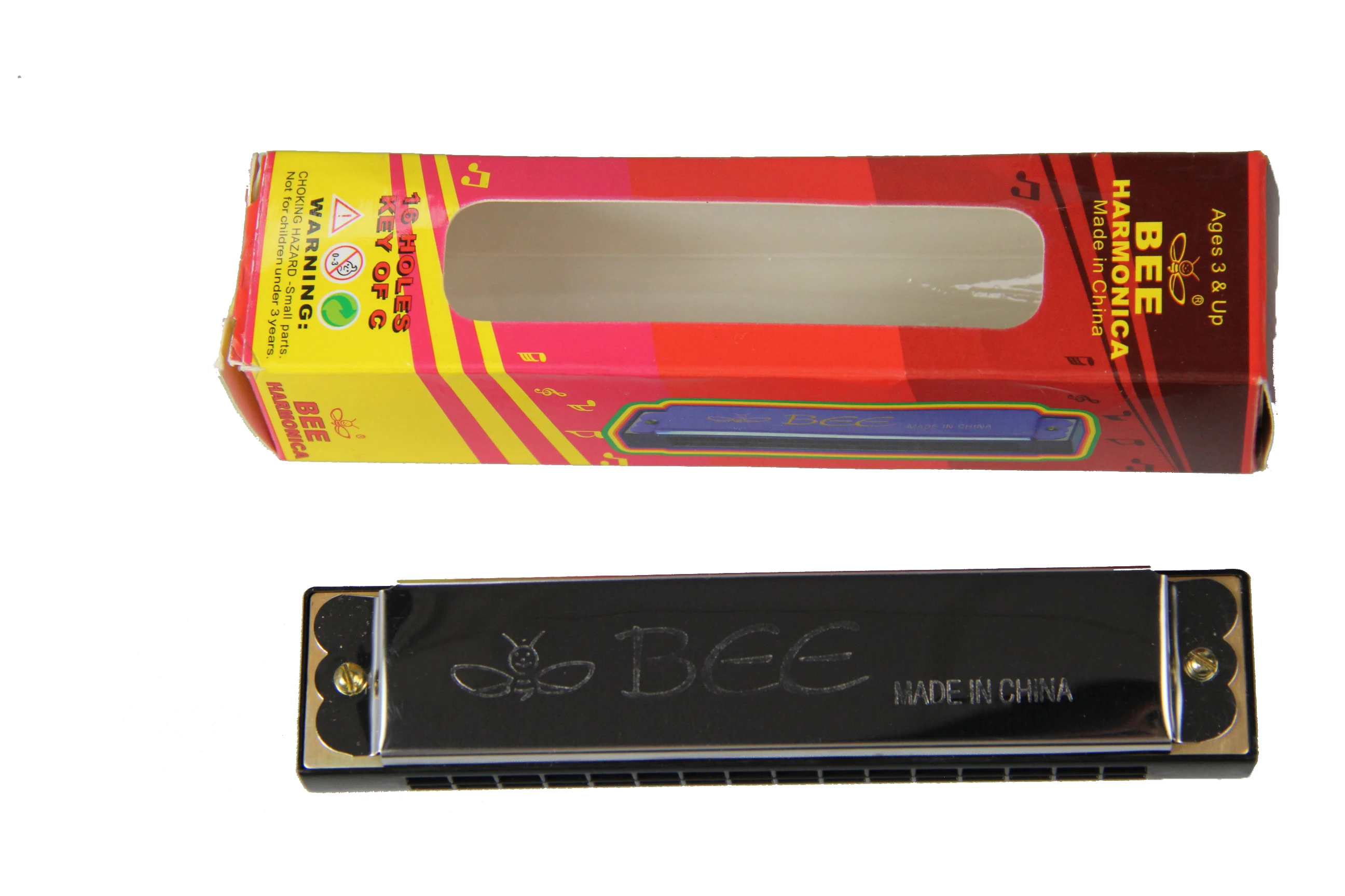 BEE brand 16 holes  aluminum reedplate stainless iron cover toy harmonica mouth organ gift present