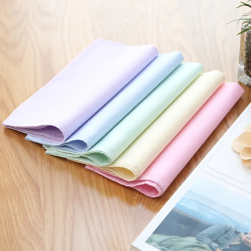  40*40cm Solid Pure Color Handkerchief Cotton Women Plain Pocket Squares Hankies Gift For Girl Neck Hair Scarf Towel