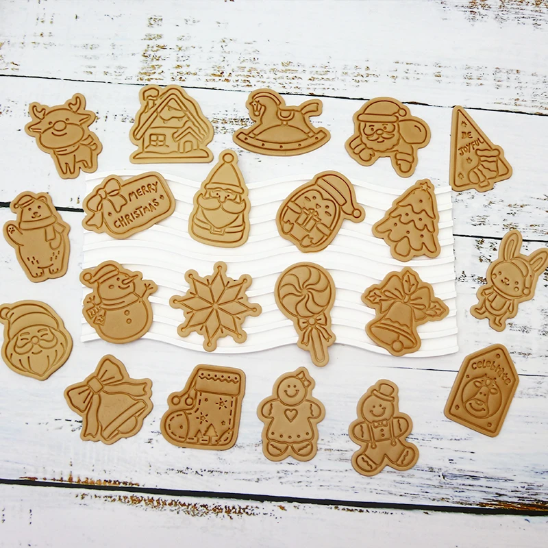 Hot Sale 3D Cartoon Christmas Tree Cookie Stamps Plastic Biscuit Cutter Mold Series Buy 1 Give 1 for Weddings and Parties