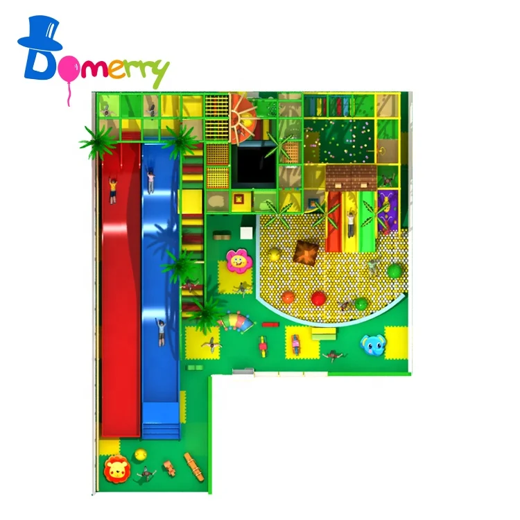 Kids indoor playground ball cannon indoor playground trampoline and slide equipment jungle play center