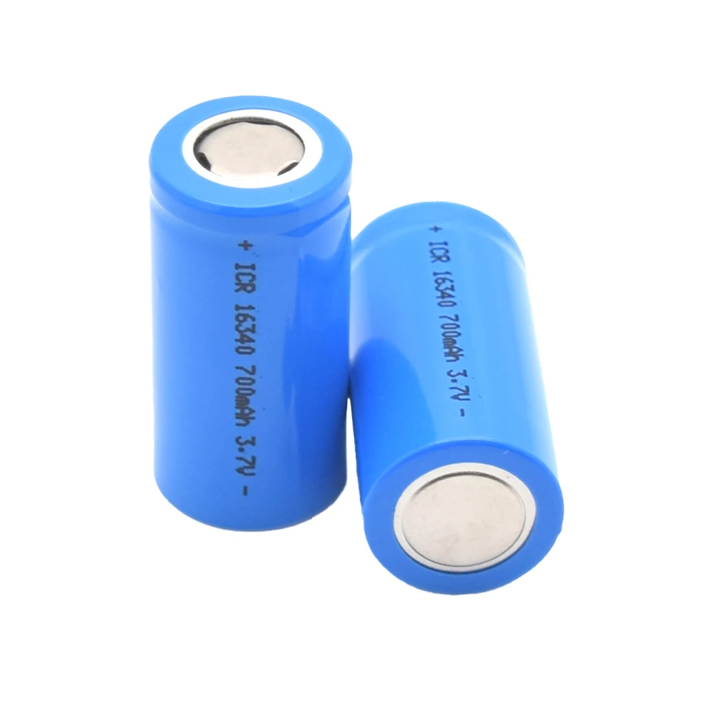 GEB Factory Price ICR 16340 Flat Top Cylindrical Li-ion Lithium Cell Batteries 3.7v 700mah Rechargeable Li Ion Polymer Bateria