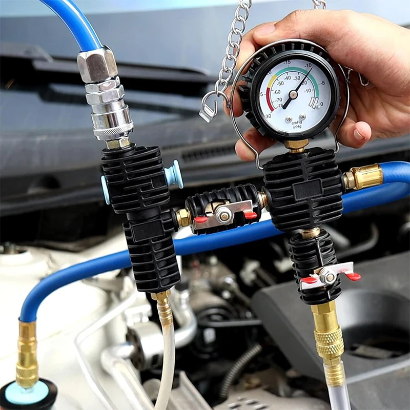 28pcs radiator coolant pressure tester vacuum refill automotive cooling system leak test pneumatic purge fill tool kit set