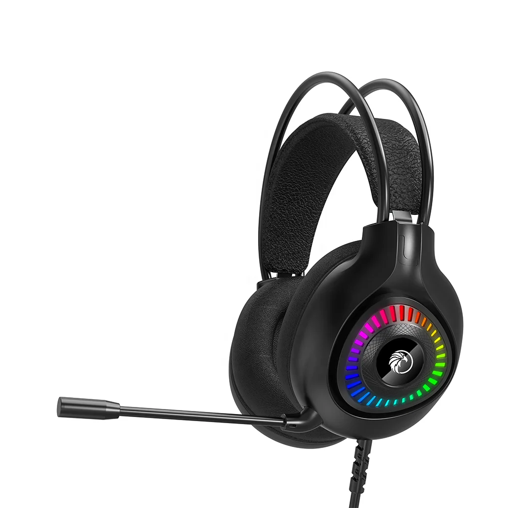 Ultra-soft earmuffs 3.5mm Audio Omnidirectional Mic 50mm Driver Unit 7.1 Surround Sound RGB LED Light Gaming Headset for PC
