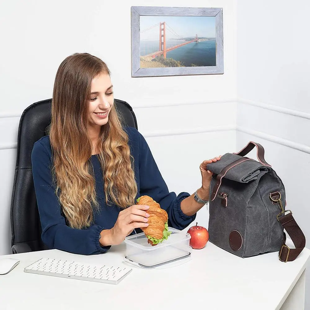 Custom Insulated Waxed Canvas Tote Picnic Adult Lunch Cooler Bag