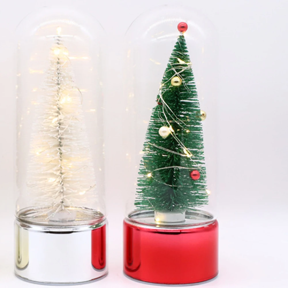 Wholesale Clear Glass Cover Decorative 25cm Glass Dome Cover Christmas Tree With Base