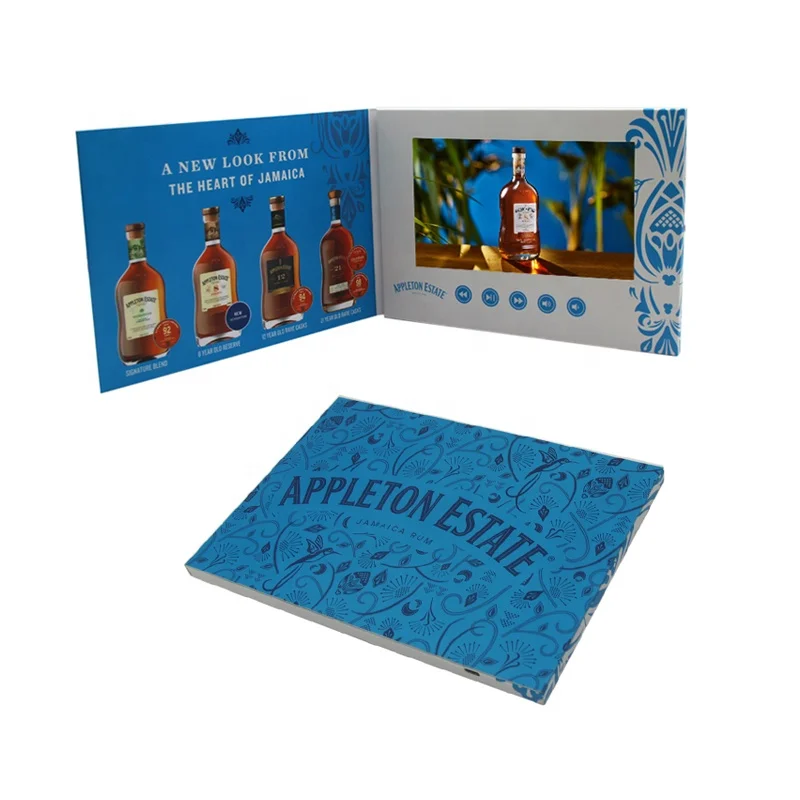 7Inch digital lcd screen christmas card video brochure card for advertise business marketing