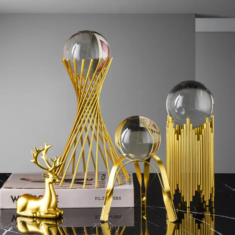 Home Decor Brass Interior Modern Table Living Room Gold Deer Accessories Other Luxury Crystal Ball Decoration