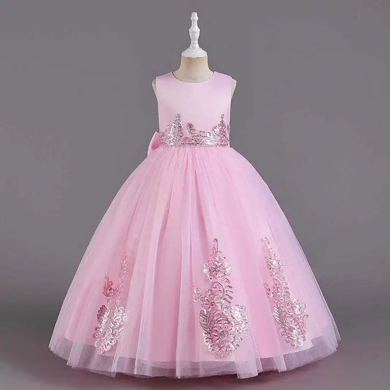 Wholesale latest fashion baby girl party kids dresses for children fancy flower petal evening little clothes