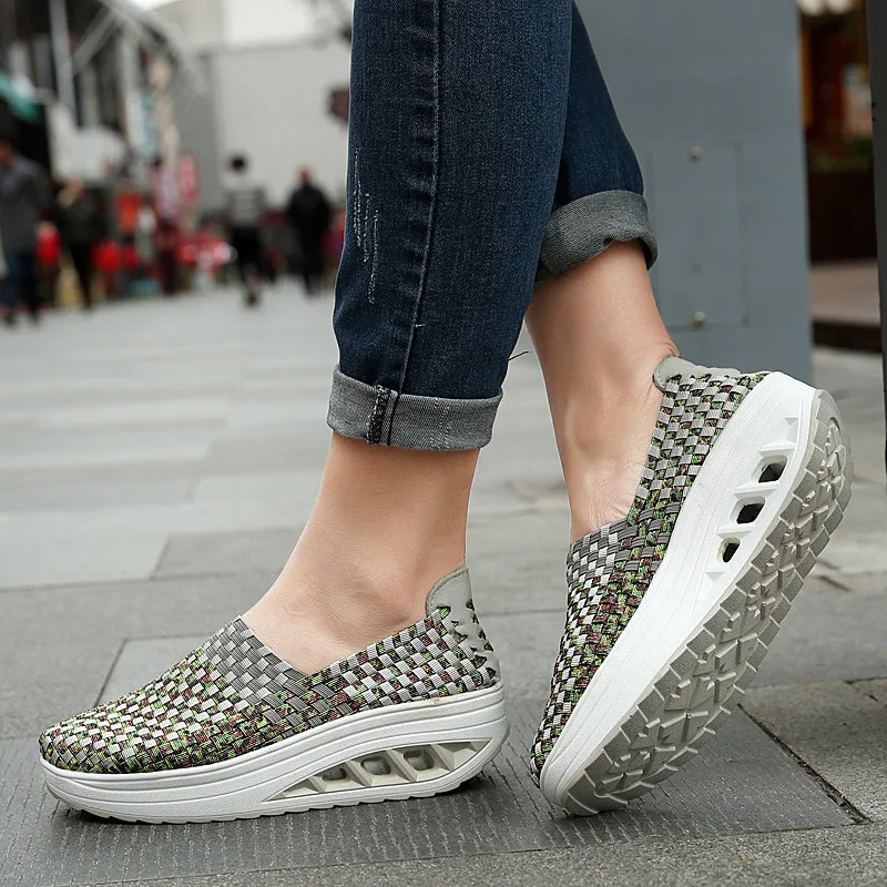 High quality ladies colorful luxury joggers trainers sports rocking shoes clunky woven casual sneakers for women