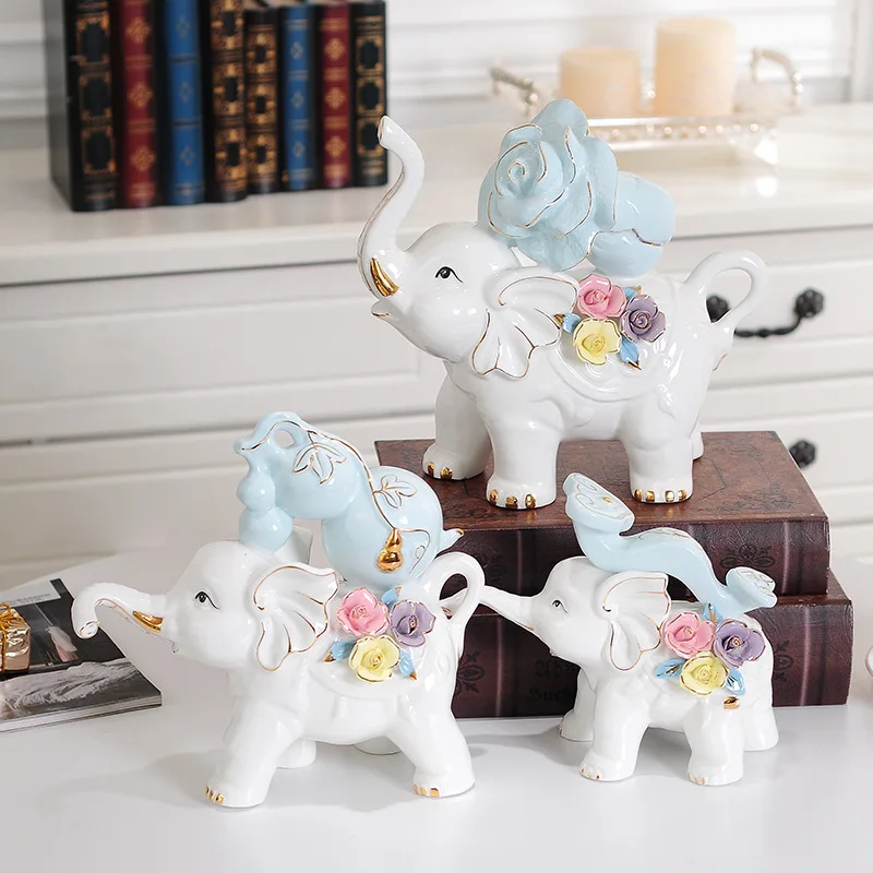 
Wholesale factory direct sales creative ceramic elephant gourd living room porch decoration ornaments 